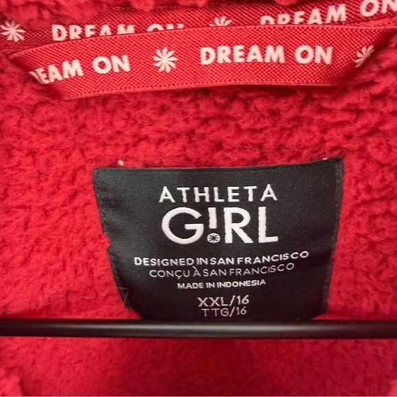Athleta Girl Red Fleece Sherpa Zip Coat Jacket XXL 16 - Picture 3 of 7